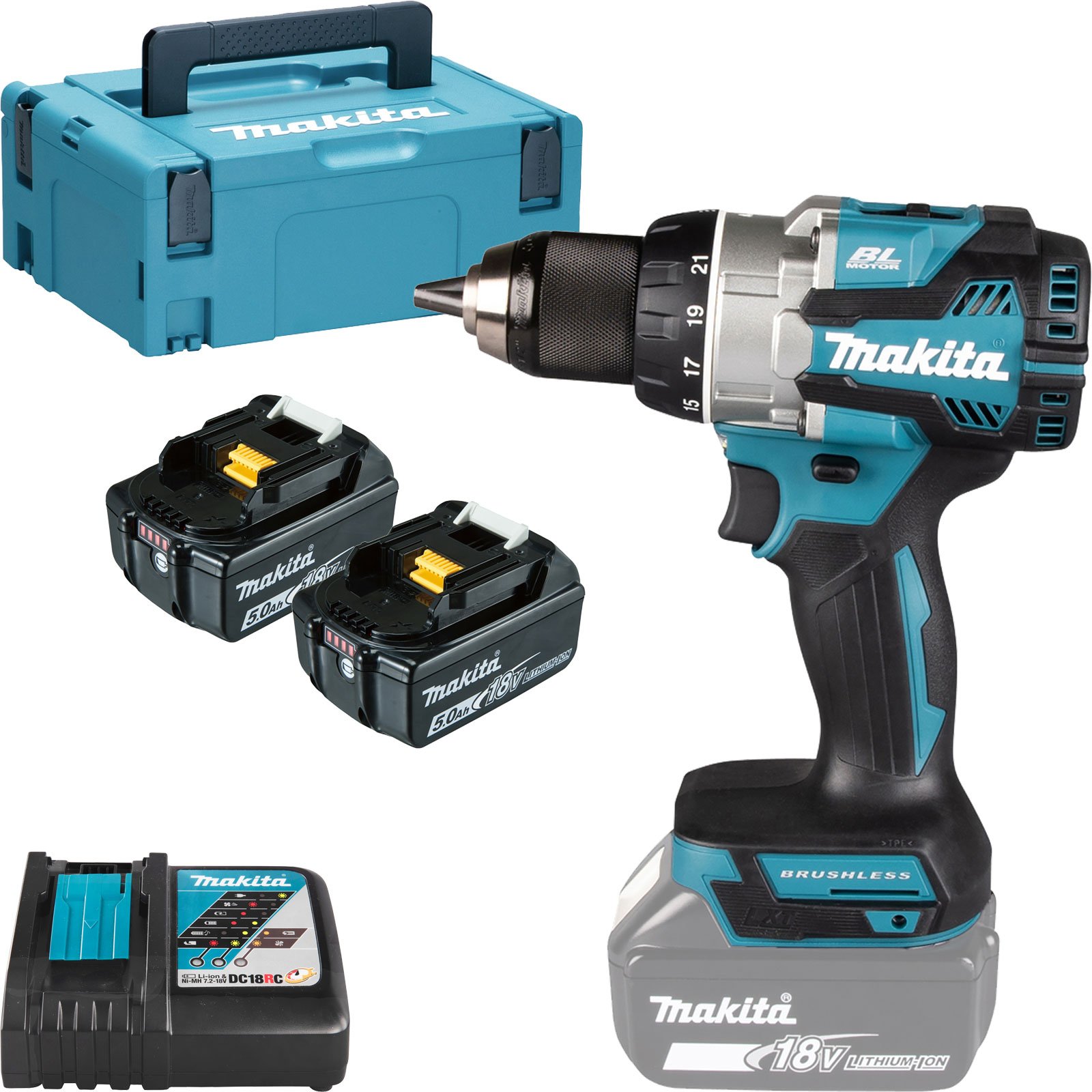 Makita DDF489RTJ Akku-Bohrschrauber 18 V / 2x 5,0 Ah Akku + Ladegerät im MAKPAC Makita DDF489RTJ Akku-Bohrschrauber 18 V / 2x 5,0 Ah Akku + Ladegerät im MAKPAC