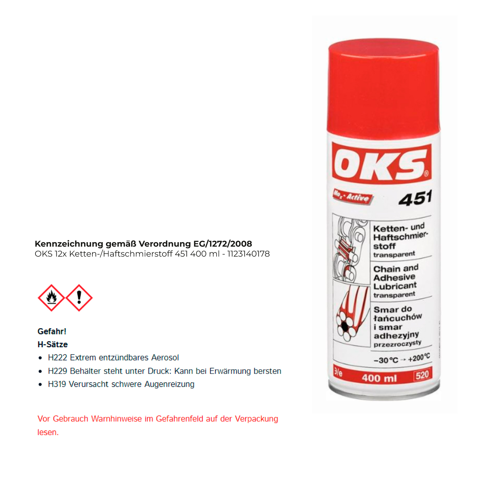 OKS Ketten-/Haftschmierstoff 451 400 ml - 1123140178