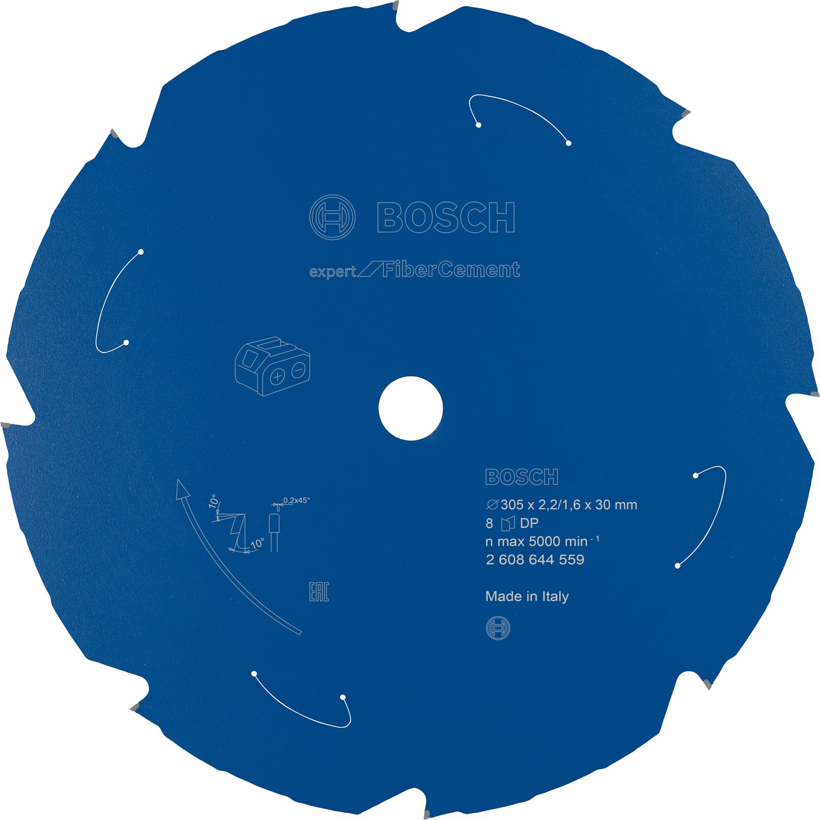 Bosch Kreissägeblatt Expert for Fibre Cement für Akku-Gehrungssägen 305 x 2,2 / 1,6 x 30 8 Zähne - 2608644559