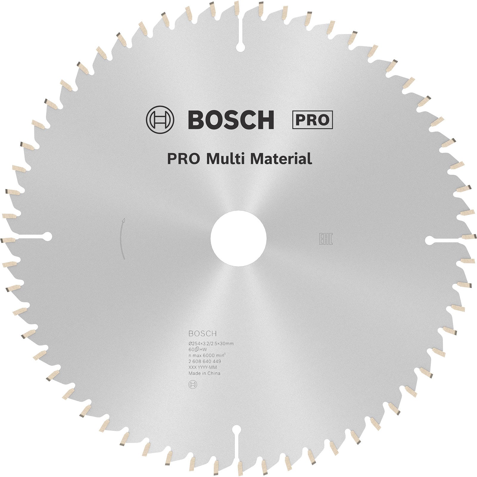 Bosch PRO Multi Material Kreissägeblatt 254 x 3,2 x 30 mm - 2608640449