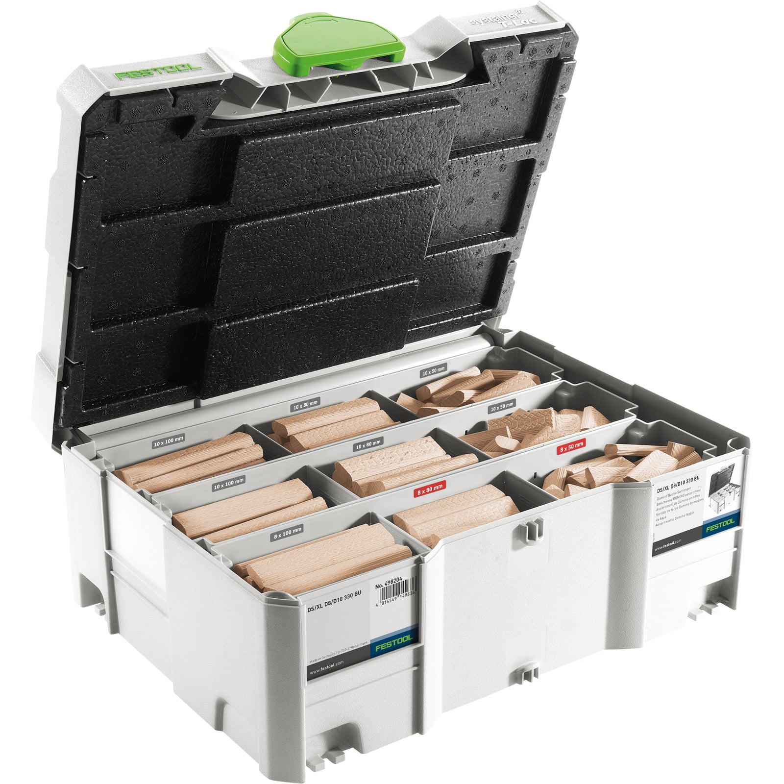 Festool DOMINO XL Buche Sortiment DS/XL D8/D10 306x BU - 498204