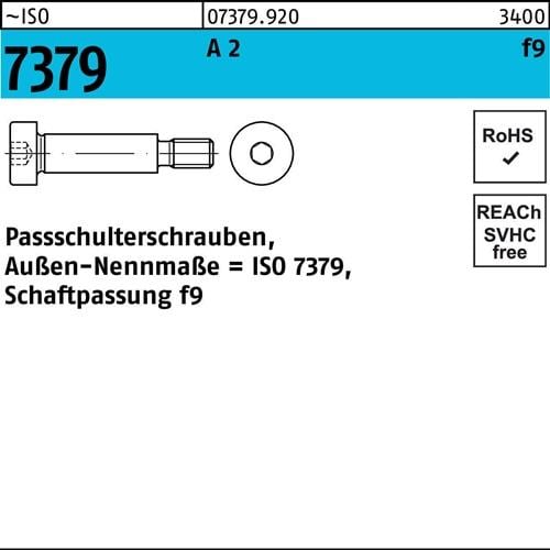 Paßschulterschraube ISO 7379 8 f9 M6x 12 A 2 50 Stück