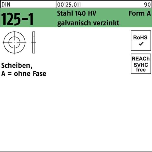 Unterlegscheibe DIN 125-1 A 19x34x3 Stahl 140 HV galv.verz. 100St.