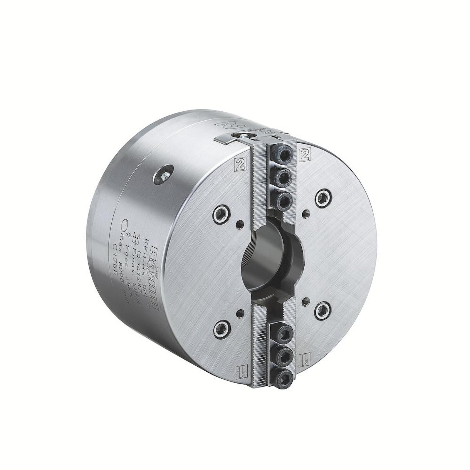 Röhm Kraftspannfutter KFD-HS 160, 2-Backen, Spitzverzahnung 90°, Zylindrische Zentrieraufnahme - 147281