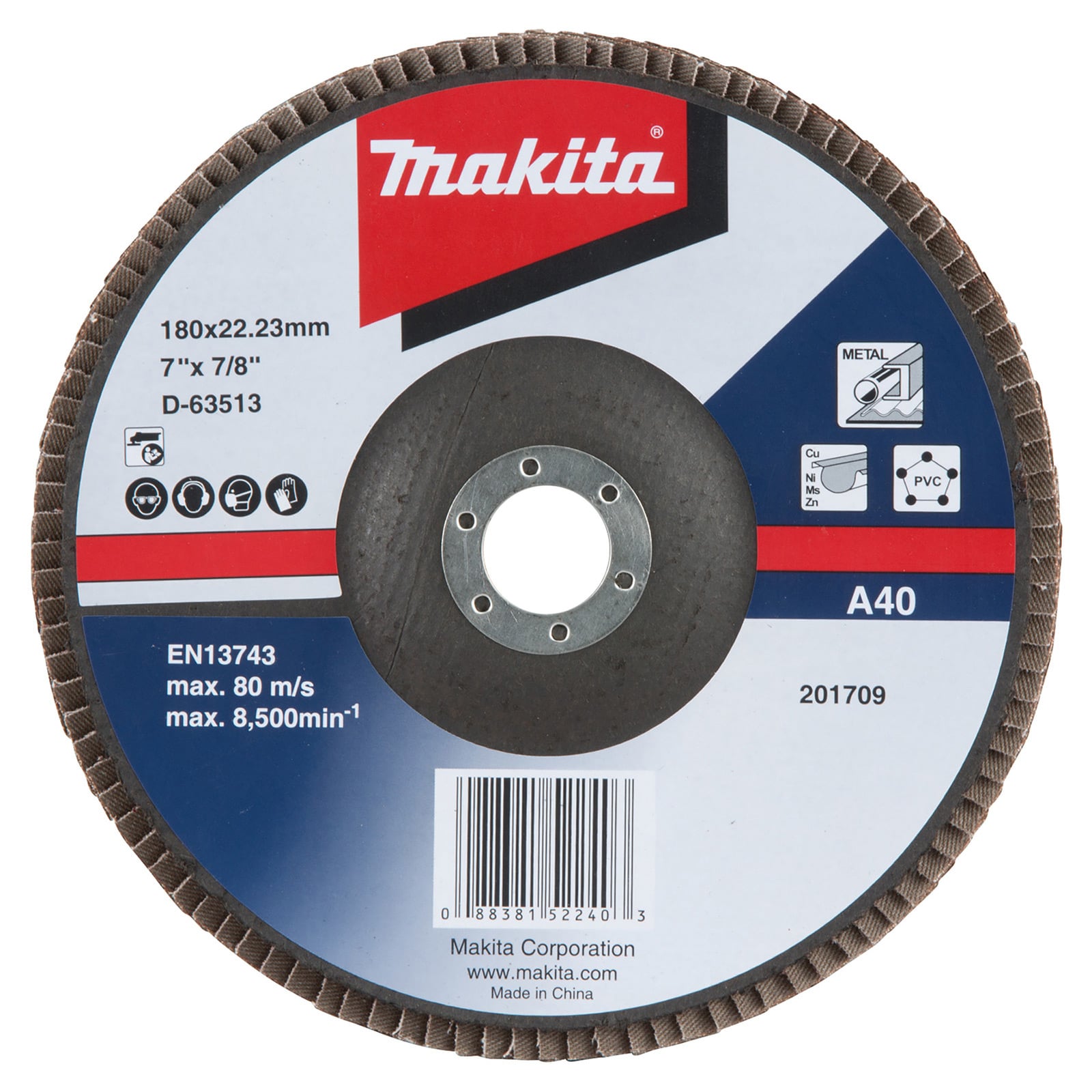 Makita Fächerschleifscheibe 180 mm A40 - D-63513