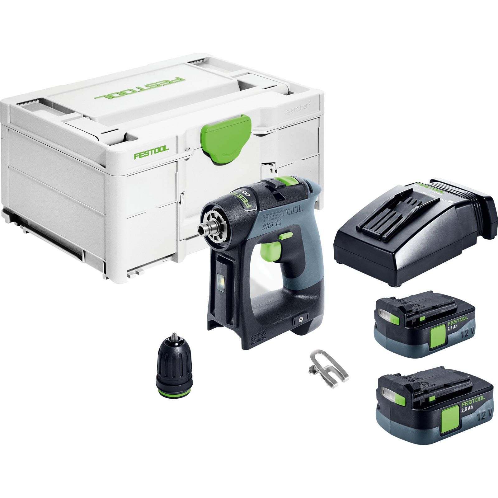 Festool Akku-Bohrschrauber CXS 12 2,5-Plus / 2x 2,5 Ah Akku + Ladegerät im Systainer - 576864