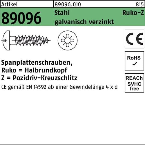 Spanplattenschraube R 89096 HAKO PZ 5x80-Z Stahl galv.verz. 200St.