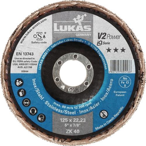 LUKAS Fächerscheibe V2 POWER ZK Ø 125 mm K 40 flach Stahl Zirkonkorund - A27441250401465A