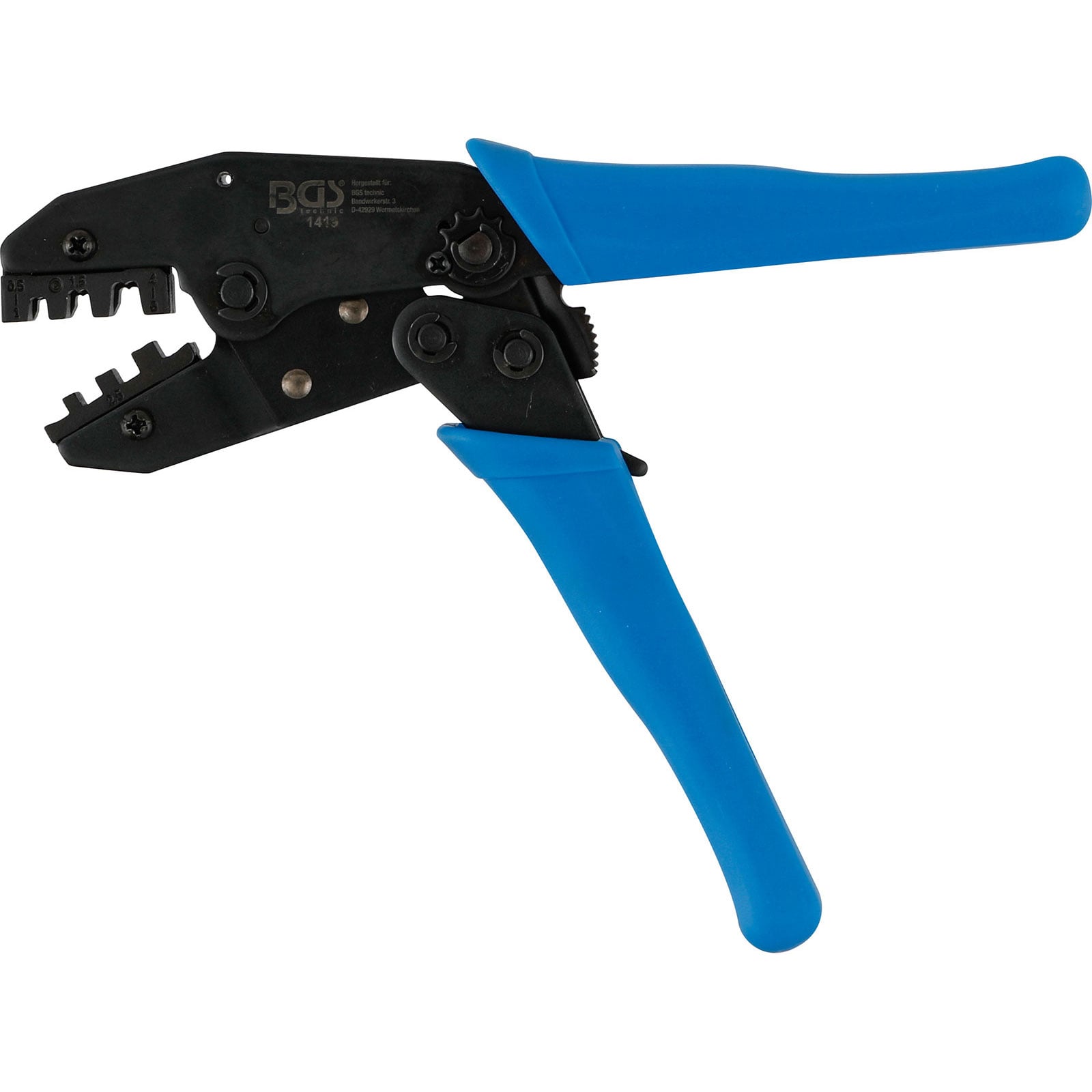 BGS Kabelschuhzange mit Ratschenfunktion für unisolierte Kabelschuhe 0,5 - 6 mm² - 1419