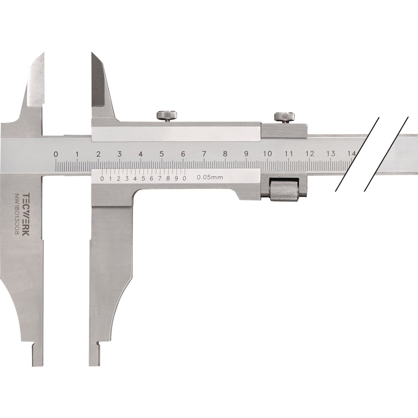 Werkstattmessschieber DIN 862 250mm m.Spitzen Schnabel-L.75mm TECWERK