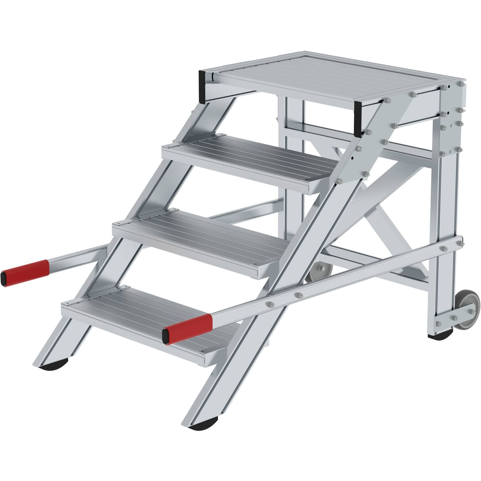 Günzburger Steigtechnik Arbeitspodest fahrbar Stufenbreite 600 mm Aluminium geriffelt 4 Stufen - 050013