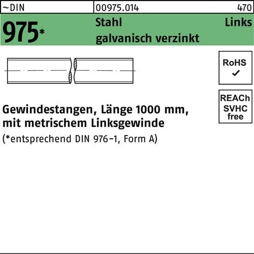 Gewindestange DIN 975 links M16 -LHx 1000mm Stahl galv.verz. 1 Stück