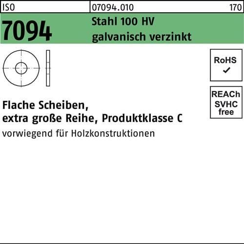 Unterlegscheibe ISO 7094 10 Stahl 100 HV galv.verz. 100 Stück