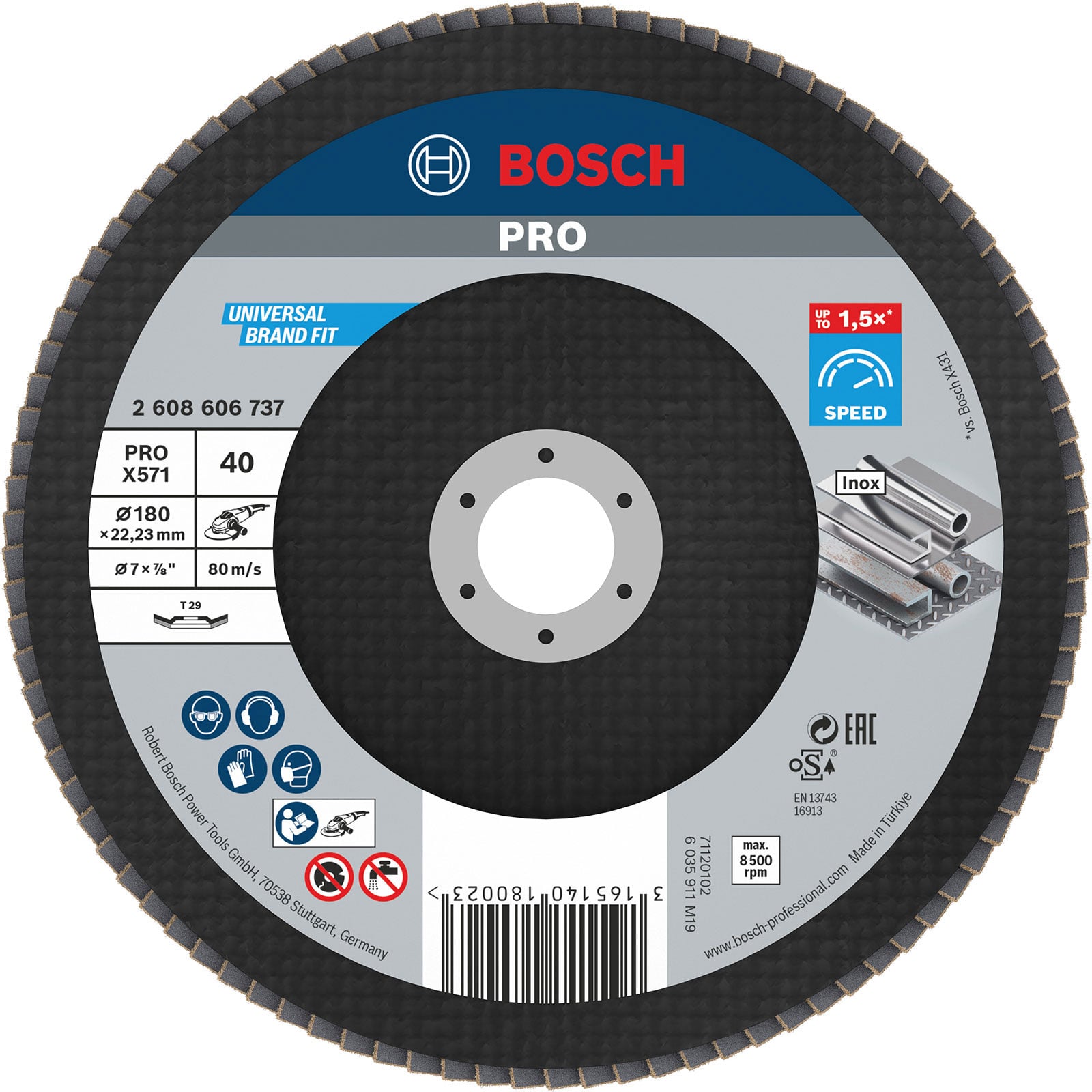 Bosch PRO X571 Fächerschleifscheibe 180 mm G40 - 2608606737