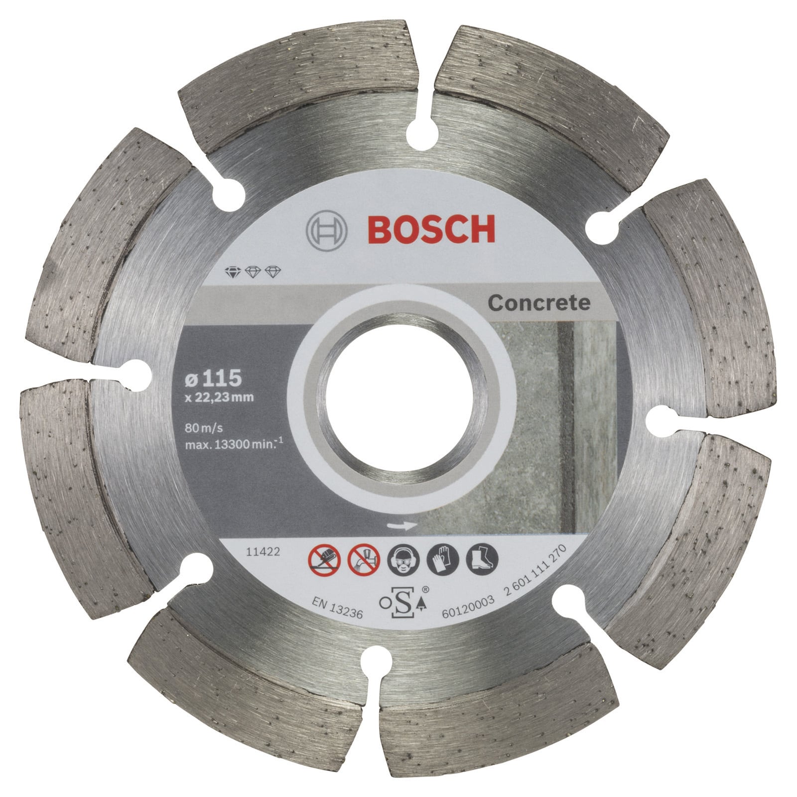 Bosch 10x Diamanttrennscheibe Standard for Concrete, 115 x 22,23 x 1,6 x 10 mm -2608603239