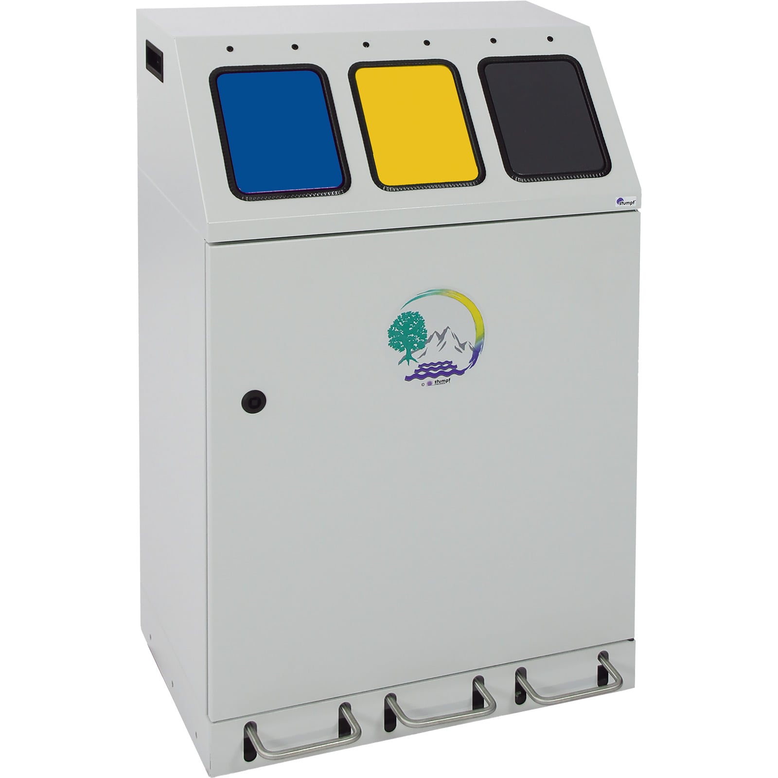 Stumpf Abfalltrennung Triplex 3-fach Sammler lichtgrau mit Fußhebel - 635-075-1-2-300