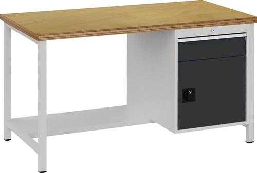 BEDRUNKA+HIRTH Werkbank grau lichtgrau B1500xH859xT750mm Buche Multiplex 40mm 1 Schubl.1 Tür - 03.14.12AV 7035/7016
