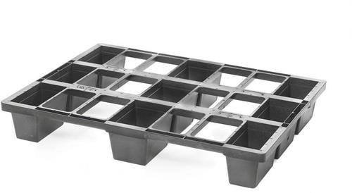 Kunststoffpalette Maße 600x800x120 mm 1/2 EURO anthrazit o.Antirutschkante