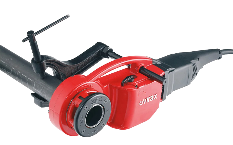 Virax elektrische Rohr-Gewindeschneidmaschine an Rohr montiert