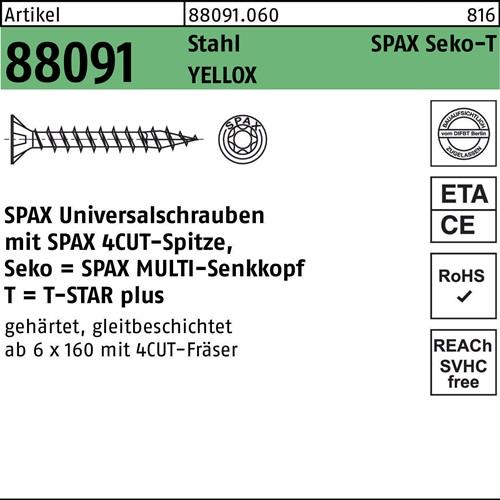 Schraube R 88091 SEKO/T-STAR 3x12/10-T10 Stahl galv.verz. gelb 200St. SPAX
