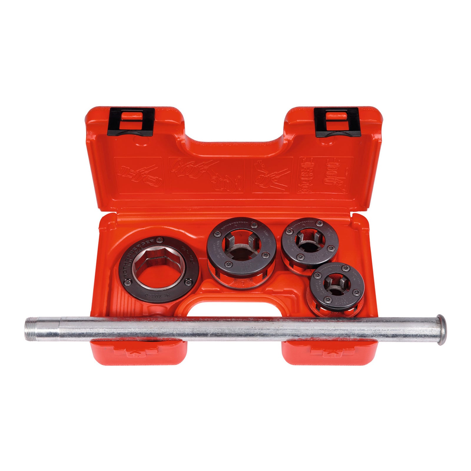 ROTHENBERGER Industrial SuperCut Set Gewindeschneidkluppensatz mit 3 Schneidköpfen im Koffer - 070780X