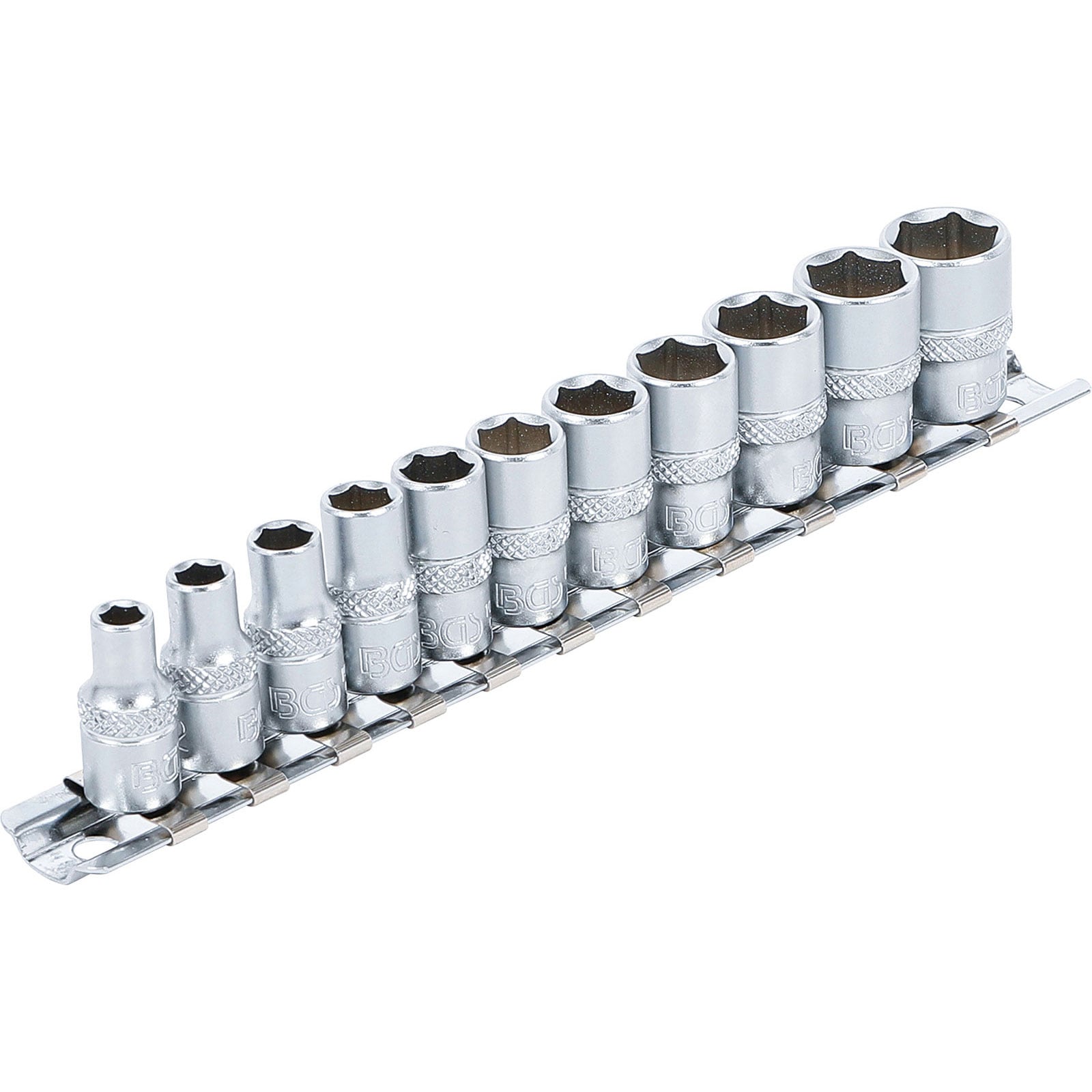 BGS Steckschlüssel-Einsatz-Satz Sechskant Antrieb Innenvierkant 6,3 mm (1/4") Zollgrößen 11tlg. - 2433