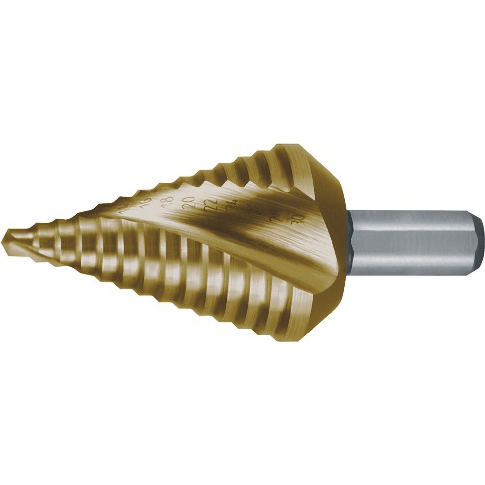 RUKO Stufenbohrer HSS-TiN spiralgenutet mit Kreuzanschliff kurz Ø 4 - 30 mm - 101063T