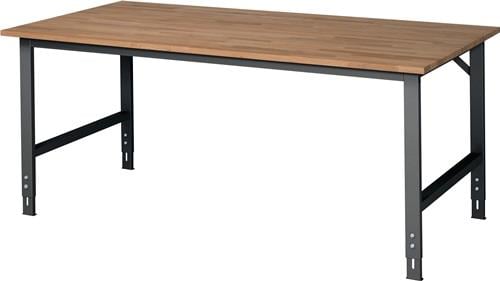 Werktisch Tom B2000xT1000xH760-1080mm Arbeitsplatte Buche Gestell anthrazitgrau