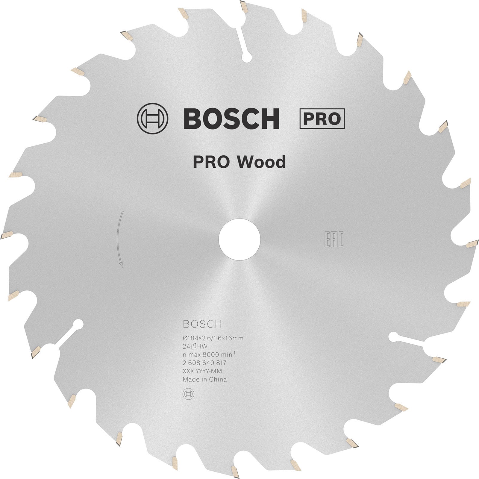 Bosch PRO Wood Kreissägeblatt 184 x 2,6 x 16 mm - 2608640817