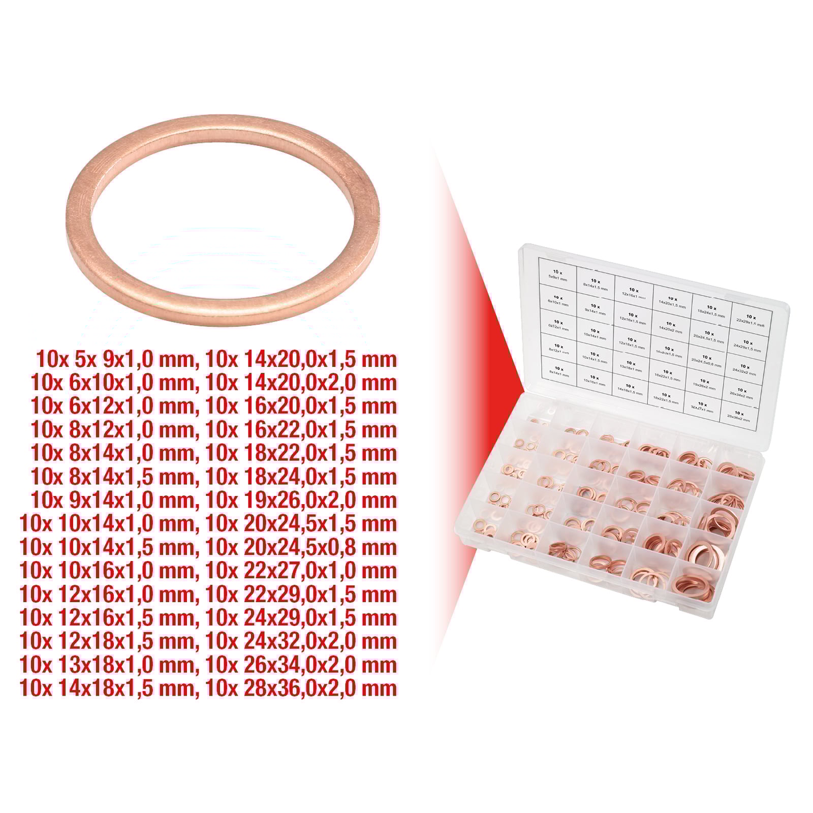 KS TOOLS Sortiment Kupfer-Dichtringe 5-28 300tlg. - 970.0140