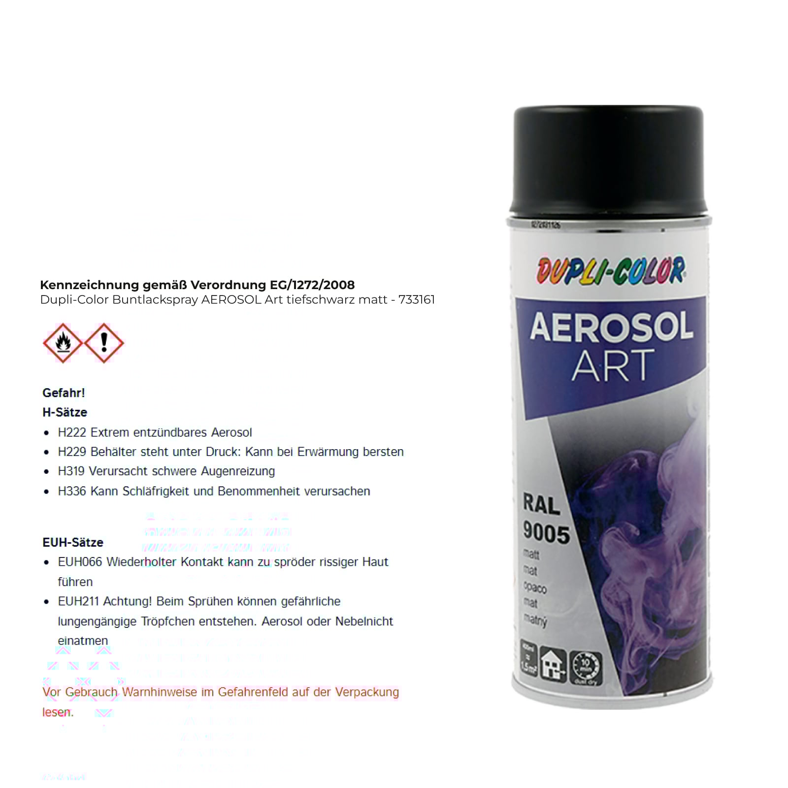 Dupli-Color Buntlackspray AEROSOL Art tiefschwarz matt - 733161