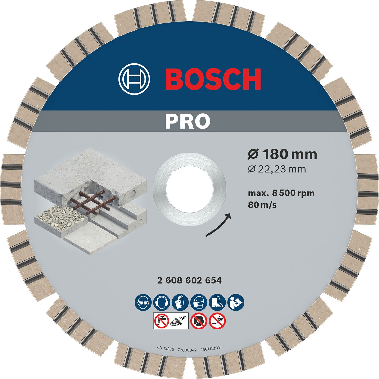 Bosch PRO Concrete Diamanttrennscheibe 180 x 22,23 mm - 2608602654