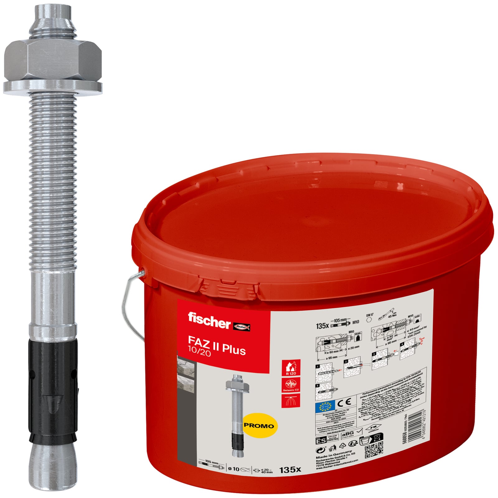 Fischer Bolzenanker FAZ II Plus 10/20 im Eimer (135 St) - 568858