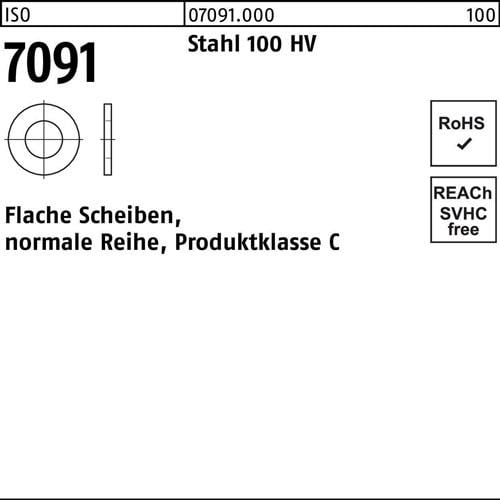 Unterlegscheibe ISO 7091 10 Stahl 100 HV 1000 Stück