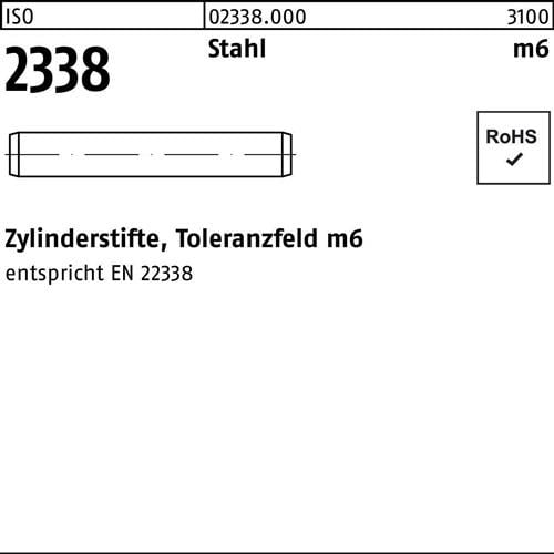 Zylinderstift ISO 2338 8 m6x 24 Stahl 500 Stück