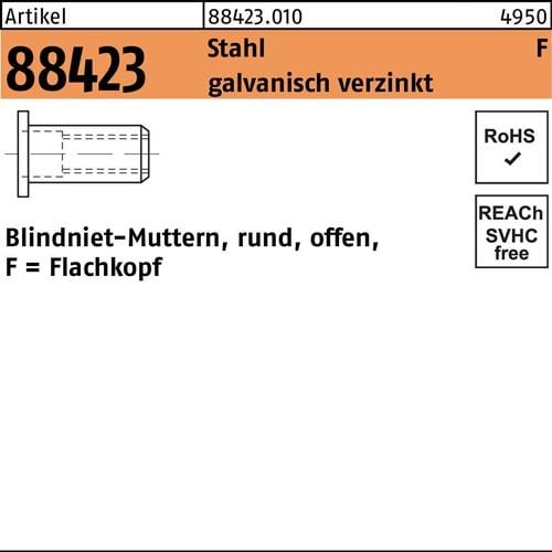 Blindnietmutter R 88423 FLAKO M6 /3,0 -5,5 Stahl galv.verz. 250St.