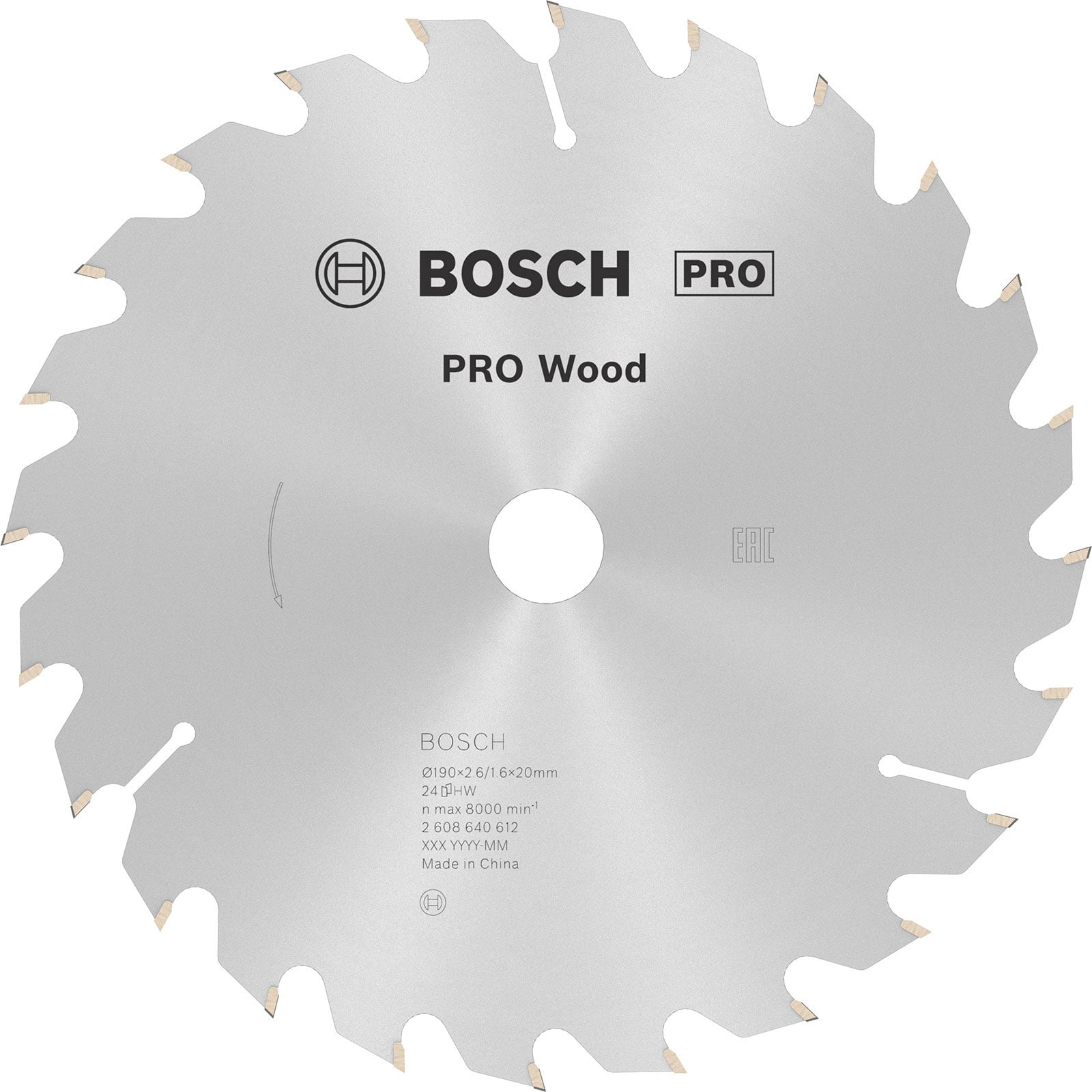 Bosch PRO Wood Kreissägeblatt 190 x 2,6 x 20 mm - 2608640612