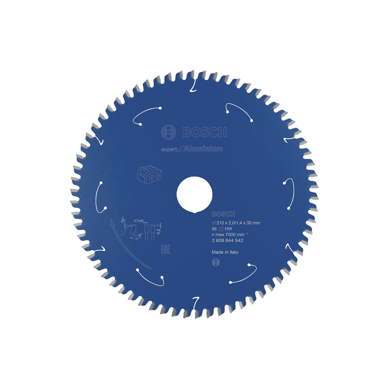 Bosch Kreissägeblatt Expert for Aluminium für Akku-Tischkreissägensägen 210 x 2 / 1,4 x 30 66 Zähne - 2608644542