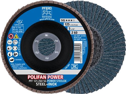 PFERD Fächerscheibe POLIFAN Z SG POWER STEELOX Ø 125 mm Körnung Z-60 flach - 67686125