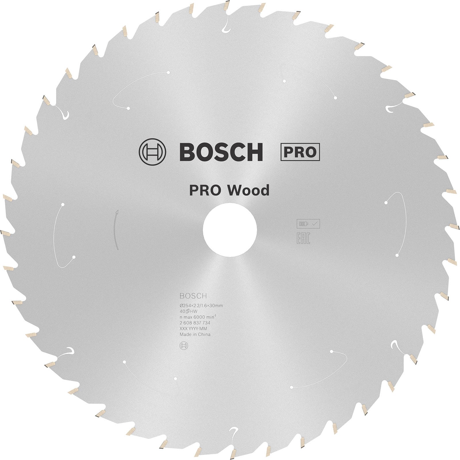 Bosch PRO Wood cordless Blatt für Kreissägen 254 x 2,2 x 30 mm - 2608837734