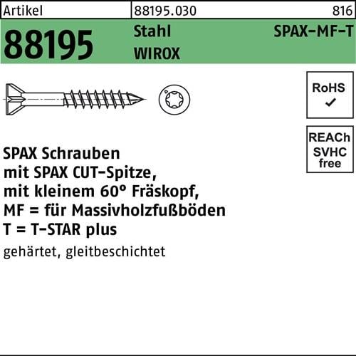 Schraube R 88195 SEKO SPAX-MF-T 3,5x45/25-T10 Stahl galv.verz. WIROX 500St. SPAX