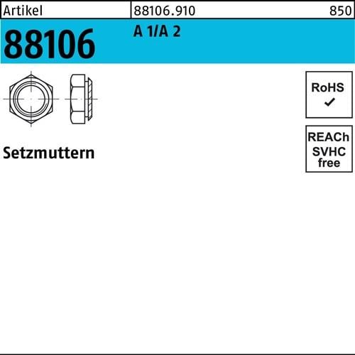 Setzmutter R 88106 M10/1,9 A 1/A 2 100 Stück
