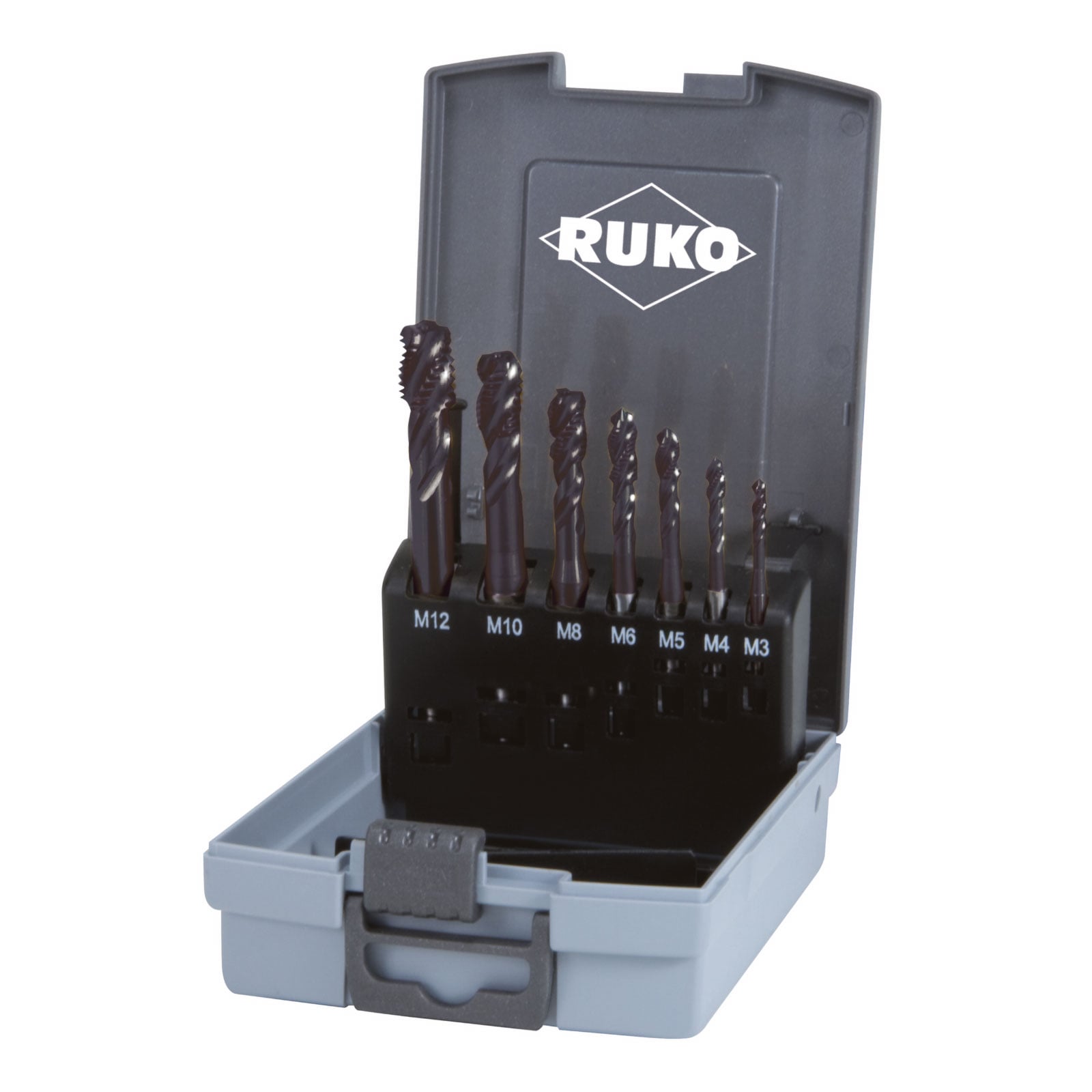 RUKO Maschinengewindebohrer-Satz HSSE-Co 5 TiAlN in Kunststoffkassette 7-teilig - 245069RO