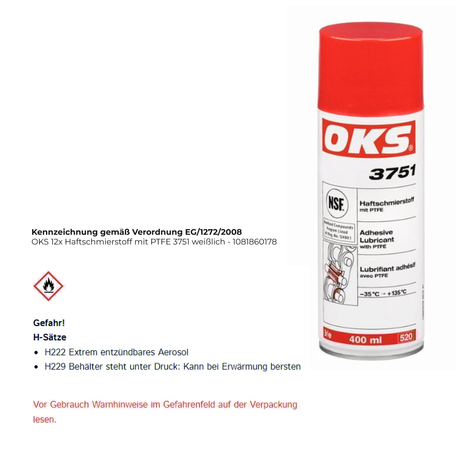 OKS Haftschmierstoff mit PTFE 3751 weißlich - 1081860178