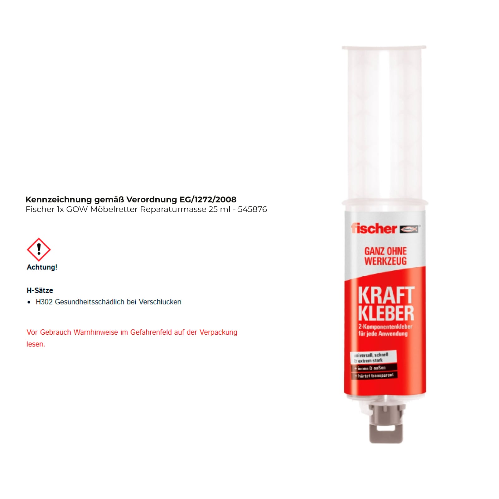 Fischer 1x GOW Möbelretter Reparaturmasse 25 ml - 545876