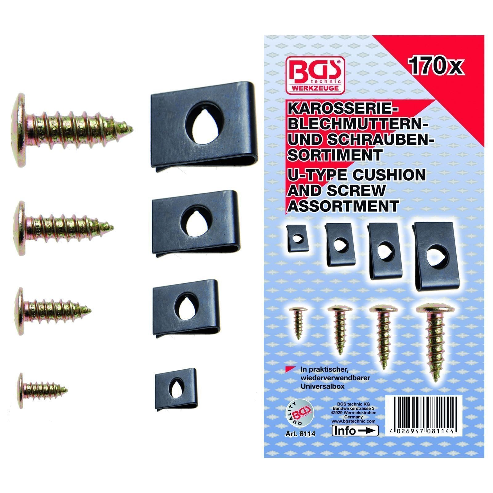 BGS 170tlg. Dämpfungsscheiben- und Schrauben-Sortiment - 8114