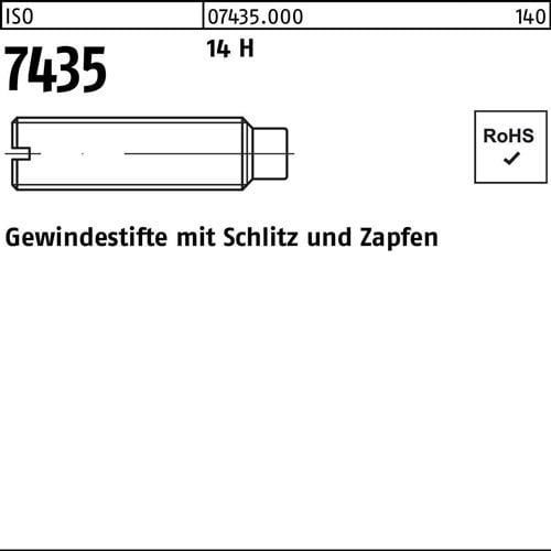 Gewindestift ISO 7435 Schlitz/Zapfen M8x 10 14 H 100 Stück