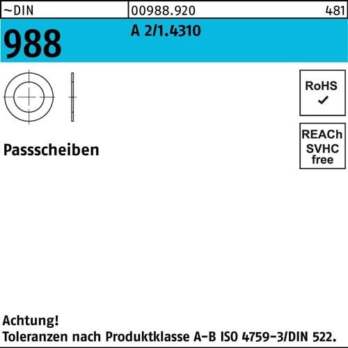 Paßscheibe DIN 988 10x 16x 0,5 A 2/1.4310 1000 Stück