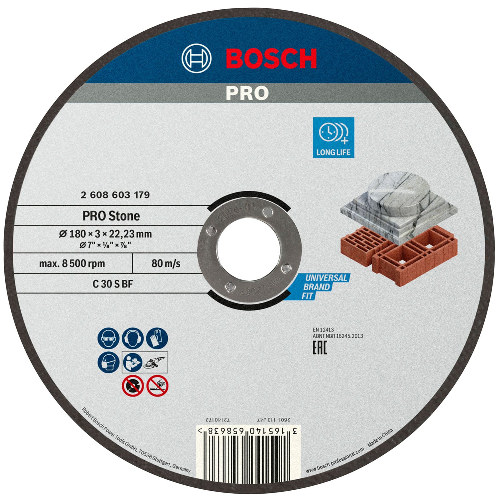 Bosch PRO Stone Trennscheibe 180 x 3 x 22,23 mm - 2608603179