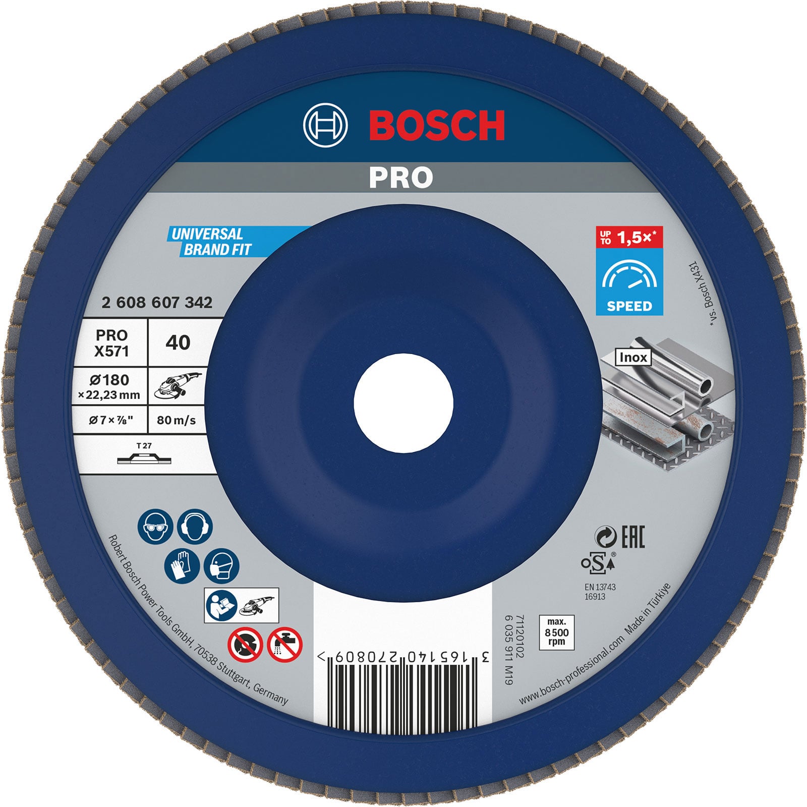 Bosch PRO X571 Fächerschleifscheibe 180 mm G40 - 2608607342